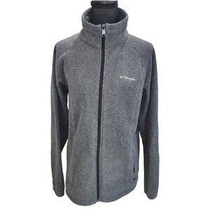 Columbia Women L Gray Full-Zip Fleece Jacket Outdoors Hiking Athleisure Athletic